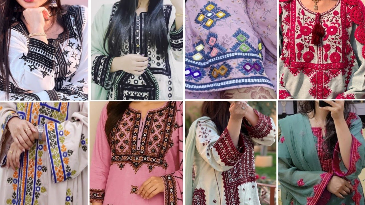 Красивые новые модели платьев с вышивкой в ​​стиле синдхи | Ручная вышивка в стиле синдхи с зерка...