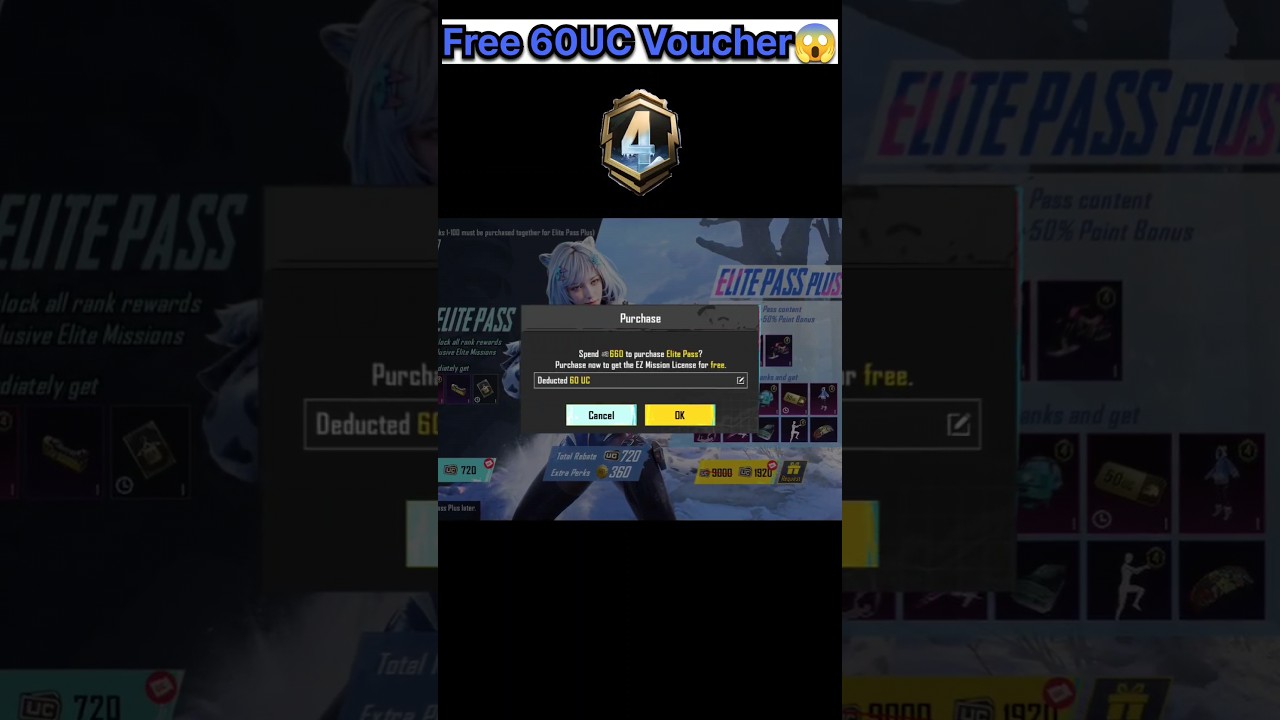 😱60UC Off Voucher for A4 Royal Pass