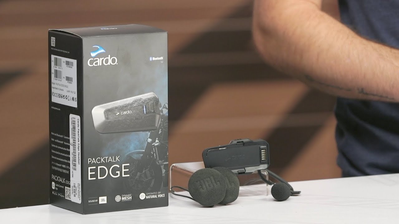 Cardo PACKTALK Edge Motorcycle Bluetooth Communication System Headset  Intercom - Single Pack, Black