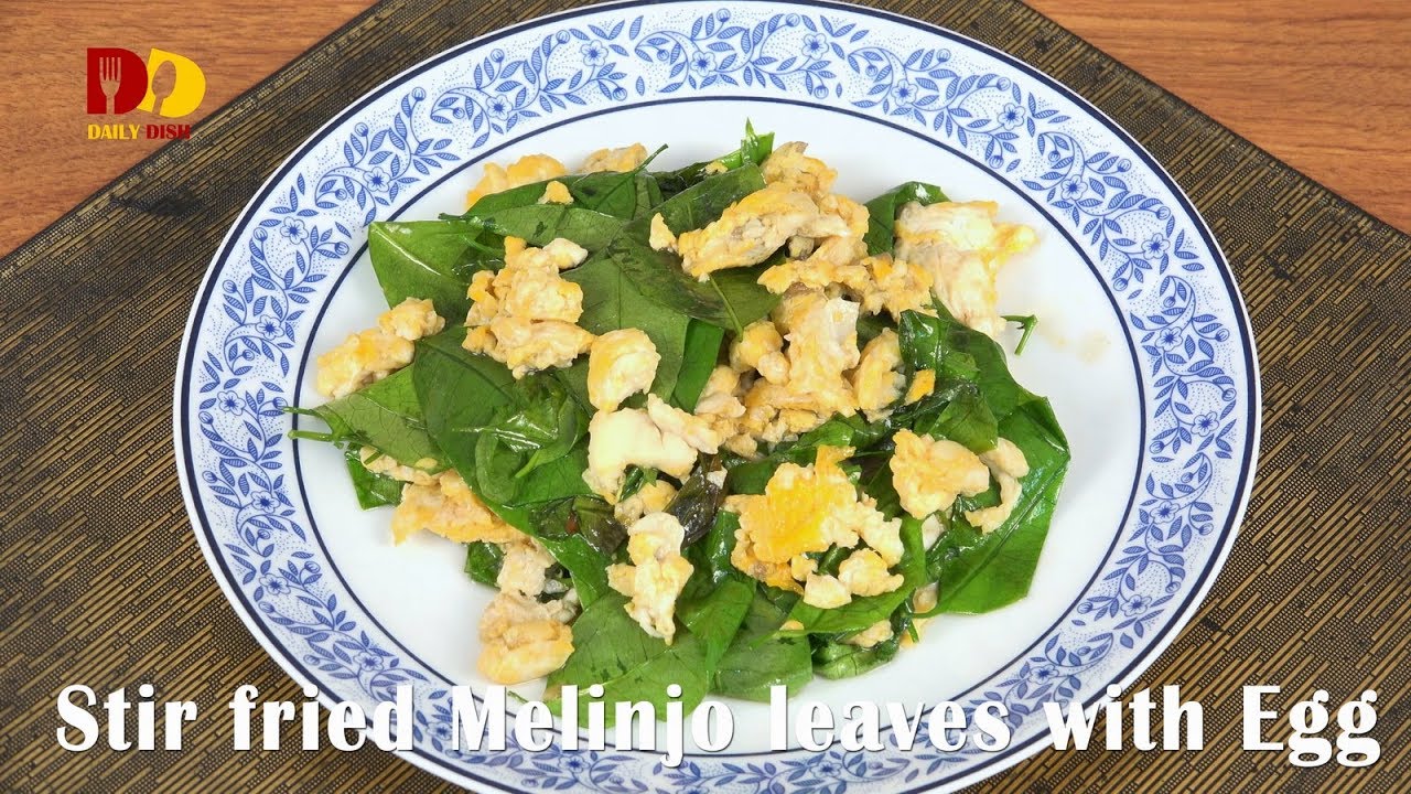 Stir Fried Melimjo Leaves with Egg | Thai Food | Bai Leang pad Kai | ใบเหลียงผัดไข่