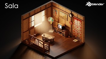 Blender 2.92 - Sala/Living Room (TIMELAPSE)