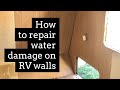 Rv renovation repairing water damage on rv walls