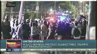 Police repress protest against pres. Trump's anti-immigration policy