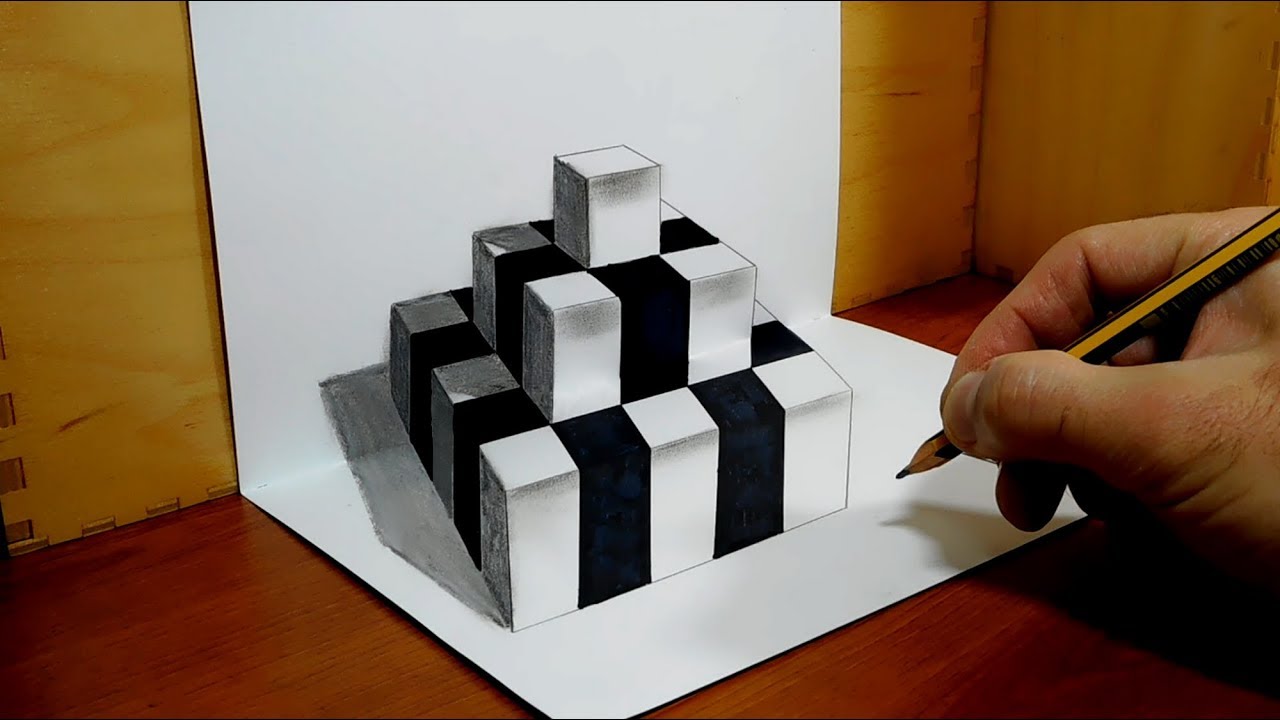 How to Draw a Magic Pyramid 3D Trick Art Optical Illusion - YouTube