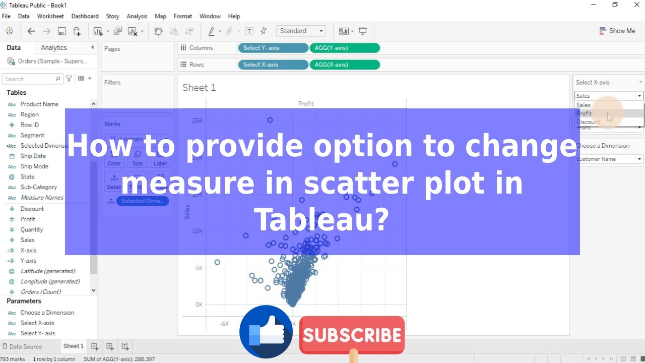 How to provide option to change measure in scatter plot in Tableau ...