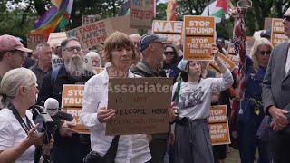 Demonstrators rally in Scottish capital to protest President Trump's visit to golf resort