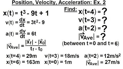 Calculus 1: Derivative Applications - Motion (2 of 7) Position, Velocity, Acceleration: Ex. 2