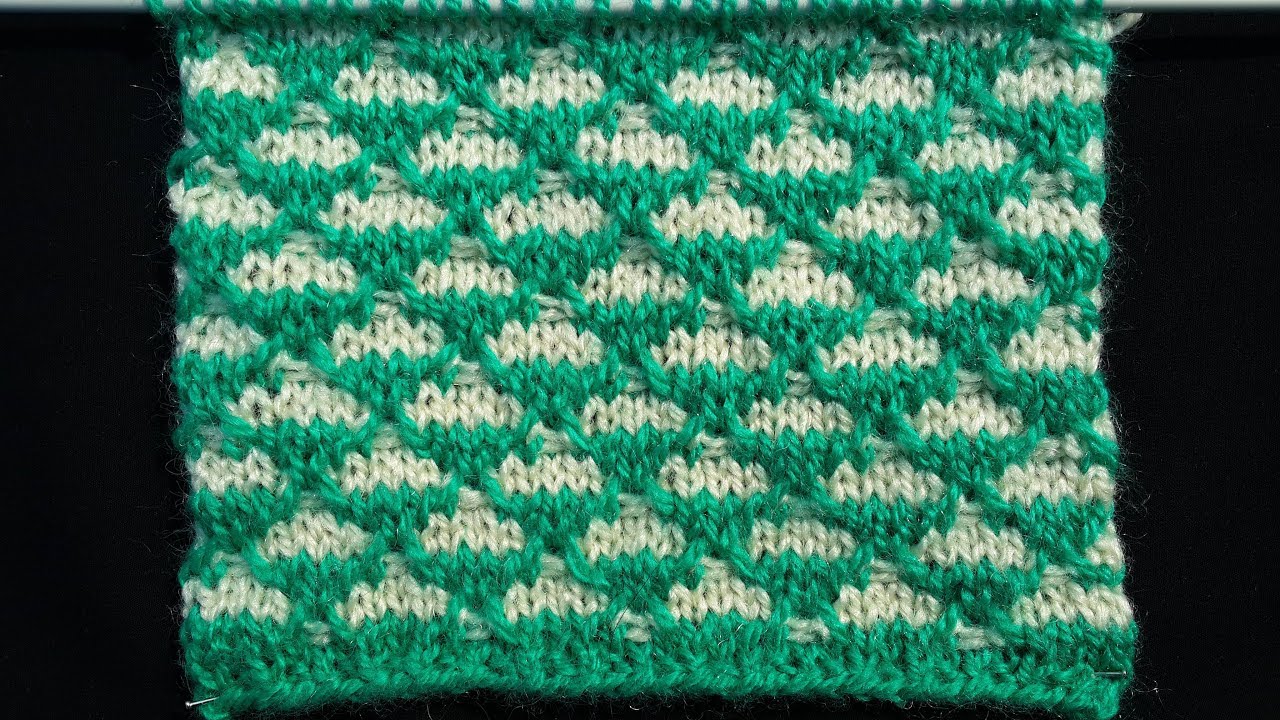 144 Double Colour Quilted Check Knitting Pattern YouTube