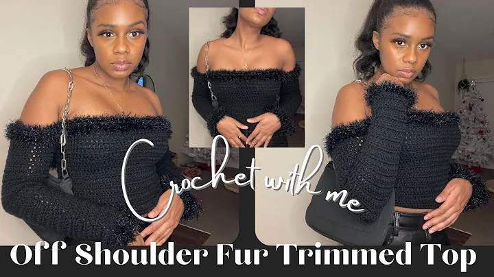 Stunning Crochet Off Shoulder Fur Trimmed Top