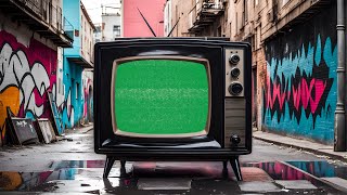 Old Retro Tv Beside Graffiti Walls Green Screen | 4K | Vintage | Global Kreators