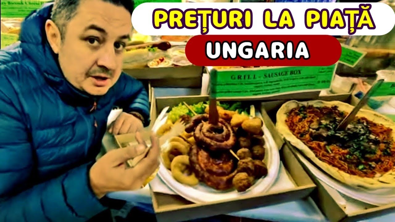 Cârnați de CAL și Mangalița la Piața Centrală din Budapesta. Mâncare tradițională ungurească