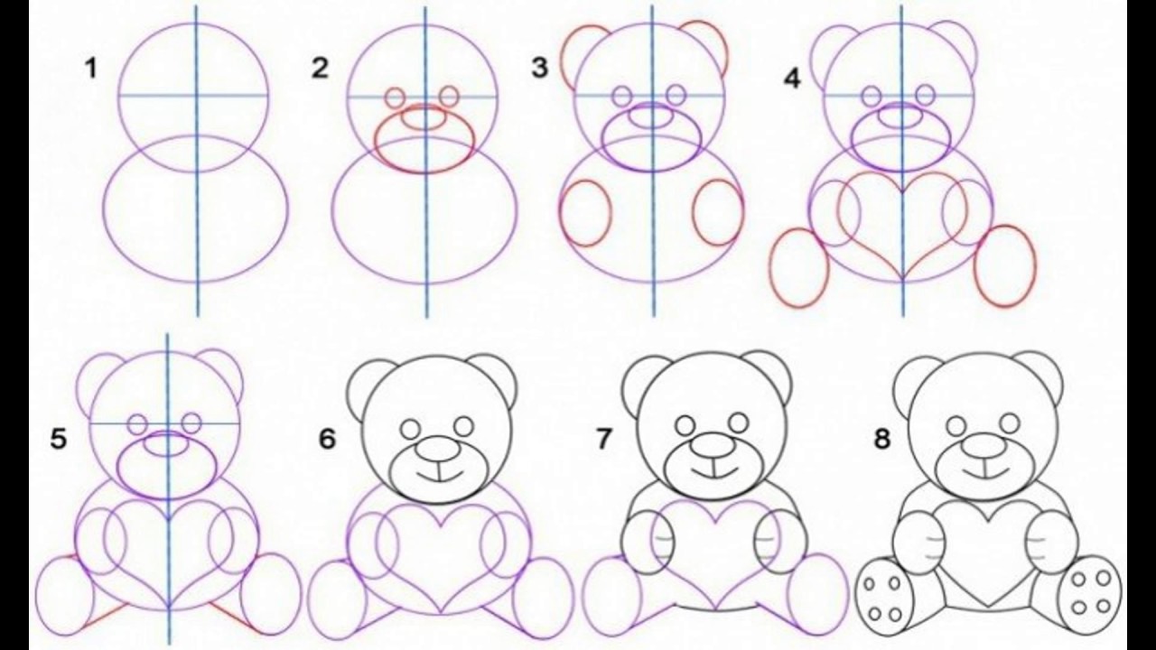 Картинки поэтапно. Как нарисовать мишку. Поэтапное рисование карандашом. Рисунки по этапно для начинающих. Поэтапное ртсование карандащ.