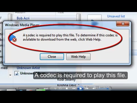 A Codec Is Required To Play This File Windows Media Player Error C00d10d1 Unidentified Codec Youtube