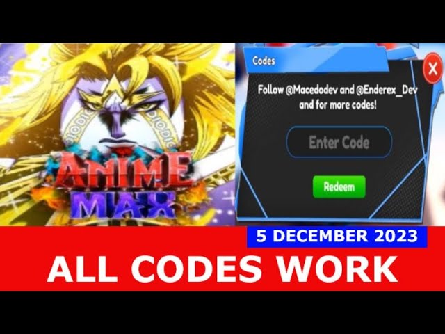 Anime Max Simulator codes for December 2023