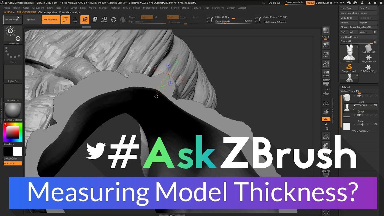 how to exture thickness in zbrush