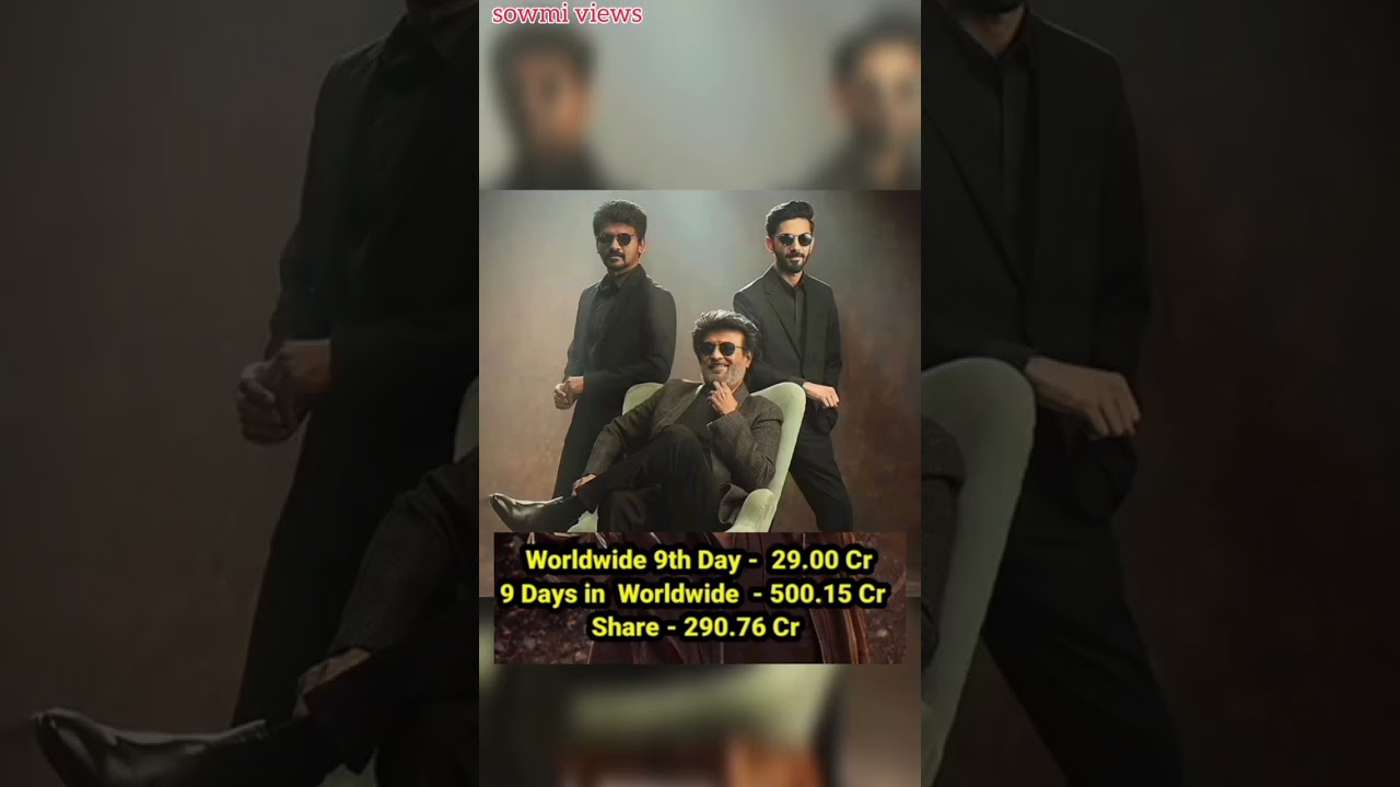 jailer movie 9th day collection in worldwide 