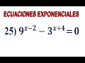 25) ECUACIONES EXPONENCIALES:  9^(x-2) - 3^(x+4) = 0