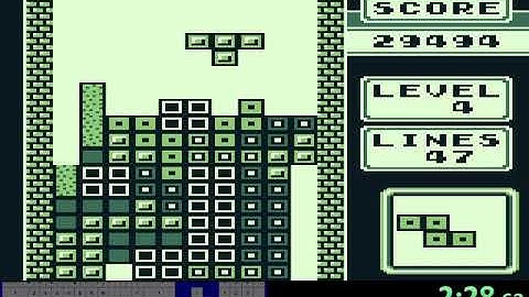 Tetris Gameboy - 100 Lines, Level 0 Speedrun (4:39)