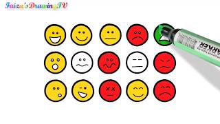 Draw and Color Feelings and Emotions😀😆😋😊 for Kids | FAIZA_DRAWINGTV | Learn Colors name for kids