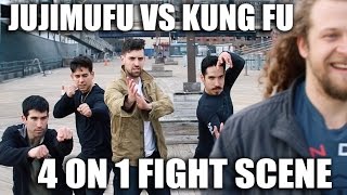 Jujimufu Fight Scene: Kung Fu Vs Bodybuilding 4 on 1!