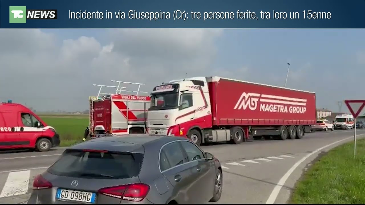 Incidente in Via Giuseppina (Cr): tre persone ferite, tra loro un 15enne