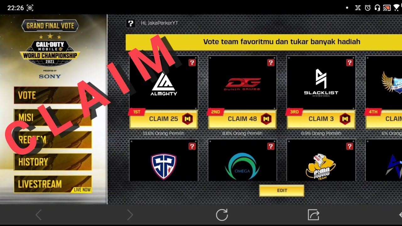 Yuk Redeem Hadiah Event Grand Final Vote! CODM World Championship 2021