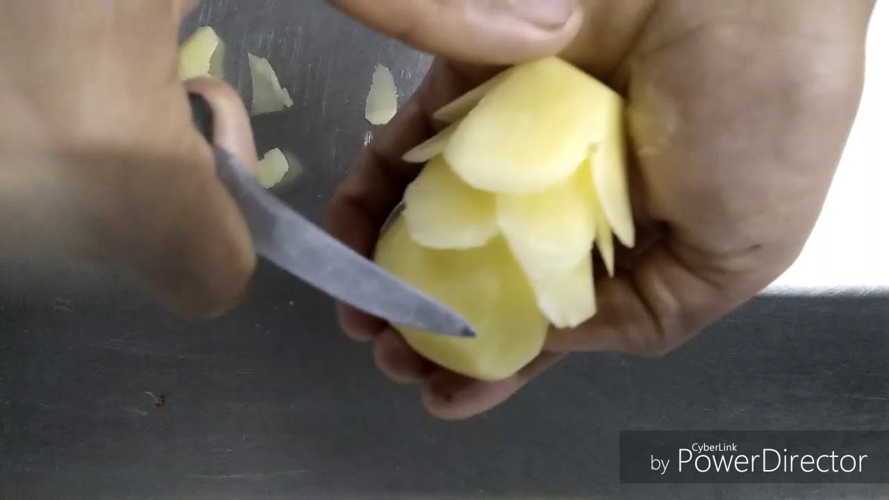 Art In Potato Flower Garnish - Vegetable Carving - Potato Roses Garnish by Bhanu Samant