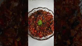 Chazilim Mediterranean Tomato Dressed Eggplant Salad! 🍆🍅 (recipe in description)
