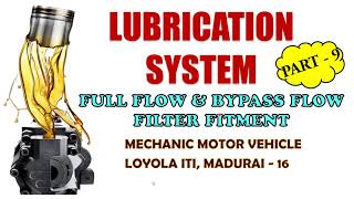 LUBRICATION SYSTEM | part-9 | FULL & BYPASS FLOW OIL FILTER | #tamil#loyolaitimdu#tomarosel