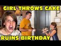 Girl Temper Tantrum Throws Birthday Cake At Dad! -She Lives To Regret It..