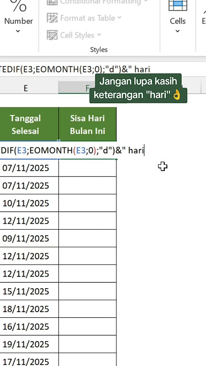 Sisa Hari Bulan tersebut #excel #exceltips #exceltutorial #exceltricks