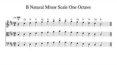 B Natural Minor Scale One Octave at 100bpm Backing Track BnW