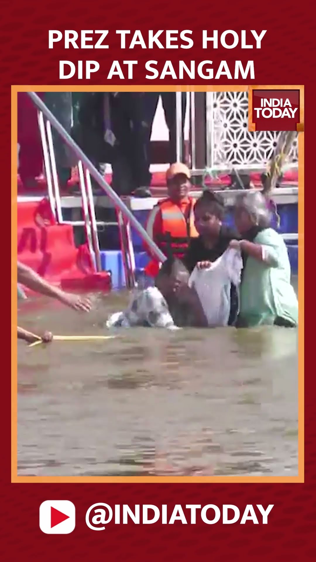 Watch: President Murmu takes holy dip at Triveni Sangam in Maha Kumbh