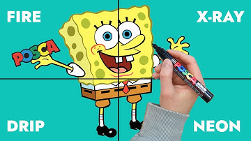 ONE DRAWING - 4 DIFFERENT STYLE! SPONGE BOB SQUEAPENTS