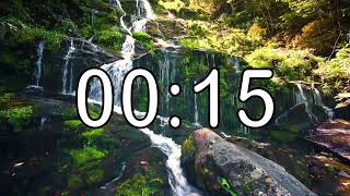 15 second timer with Calm and Soft Music and background of waterfall screenshot 4