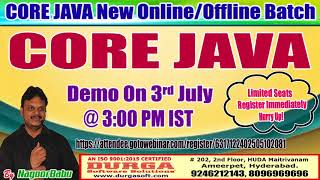CORE JAVA Online Training in DURGASOFT