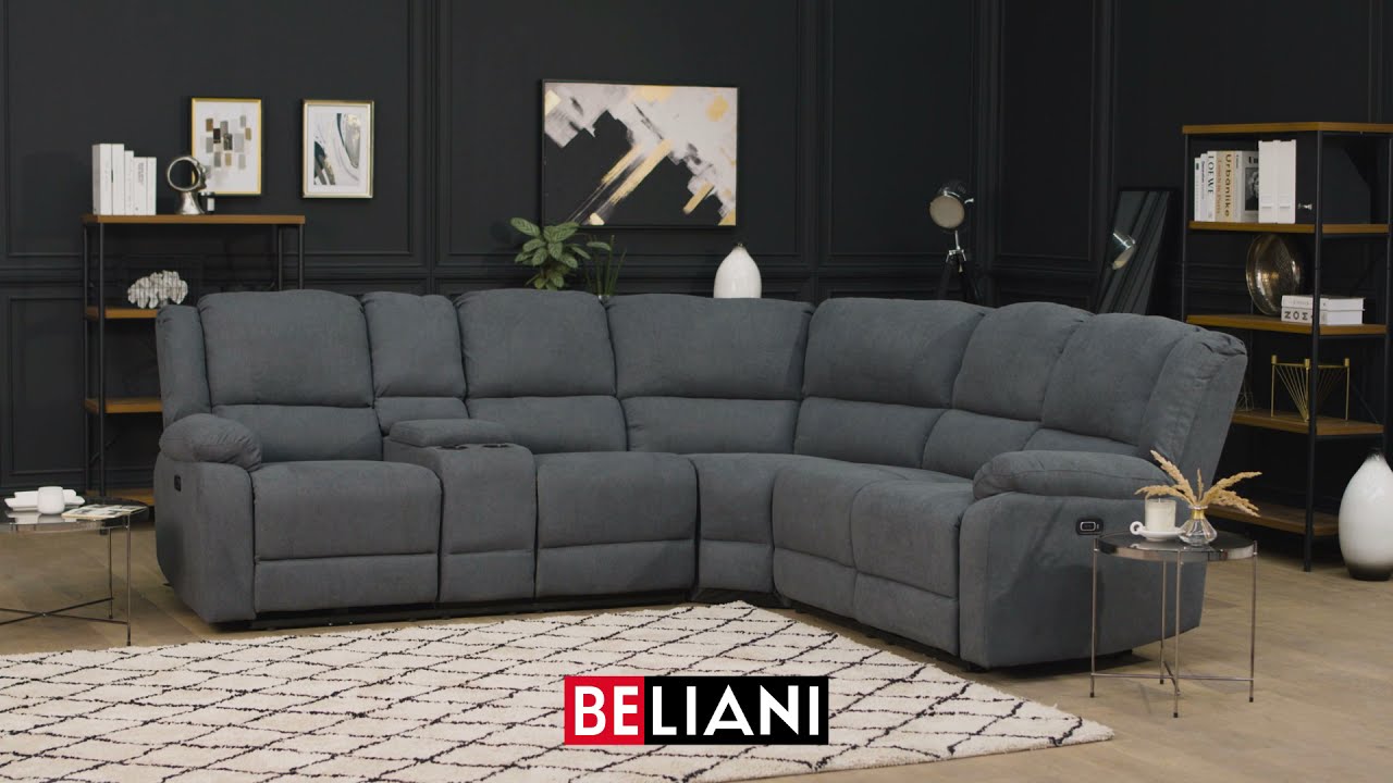 BELIANI - Electric Recliner Corner Sofa with USB and Storage ROKKE