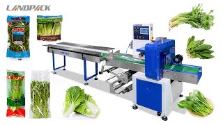 Automatic Vegetable Horizontal Flow Wrap Packing Machine With Hole Punching Device