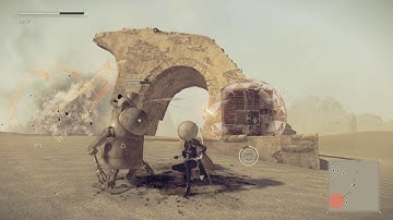 Nier: Automata - The Machine Surge: Desert Cutscene & Stubby Combat, Follow Talking Machine Gameplay