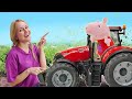 Свинка Пеппа на Ферме - Лепим из пластилина Трактор из Плей До - Видео игры машинки для детей
