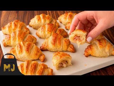 Cruasanes de hojaldre rellenos de beicon y queso: muy fáciles de hacer