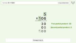 5 x 10.6 Long Multiplication - Step-by-Step