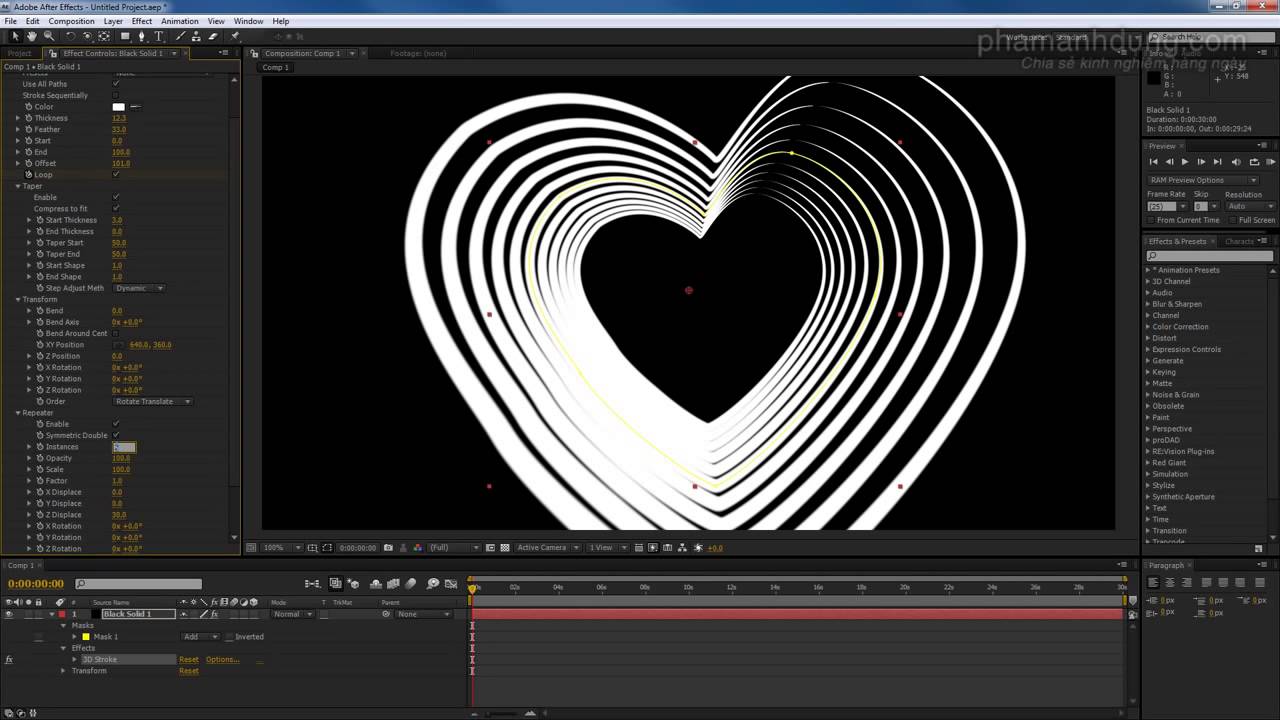 Học After Effects -Hướng dẫn căn bản Trapcode 3D Stroke - YouTube
