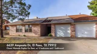 Westside Duplex For Rent 6639 Amposta Dr, El Paso, TX 79912