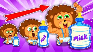 Leoncito Botella De Leche Pequeña, Mediana Y Grande Dibujos Animados Video Para Niños