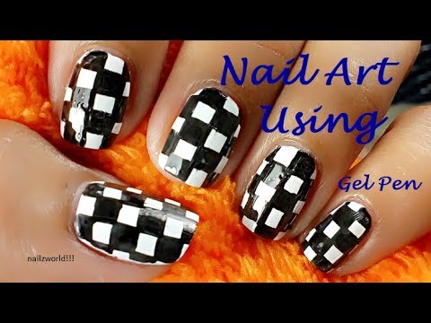 Easy nail art without using nail polish || Nail art using Gel Pen - YouTube