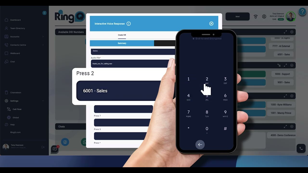 Receiving an Inbound IVR Call on the RingQ Web App