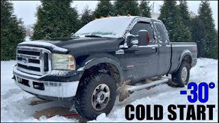 -30F 6.0 Powerstroke Cold Start *Straight Pipe*