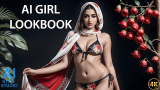 4K AI Art Lookbook Video of Arabian AI Girl ｜ Stylish Girl Glamorous Fashion