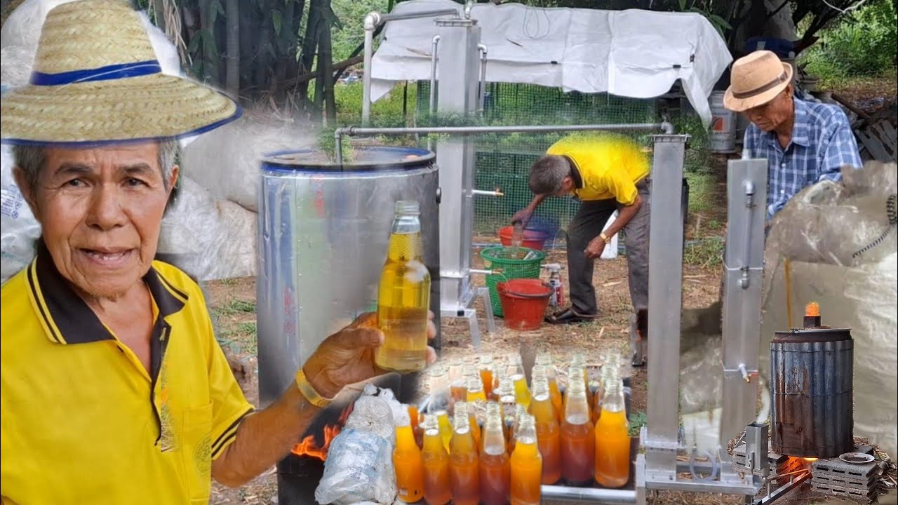 กลั่นน้ำมันดีเซลจากถุงขยะ!!ใช้ถุง10กิโลกรัมกลั่นเป็นน้ำมันได้10ลิตร